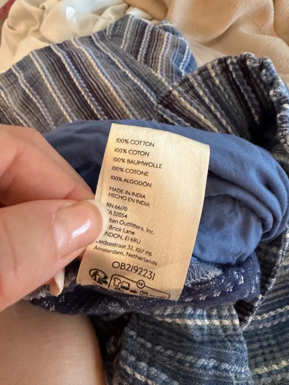 Free People Womens Stripe Wide Leg Mid-rise Pants Size Large Blue Cotton Casual